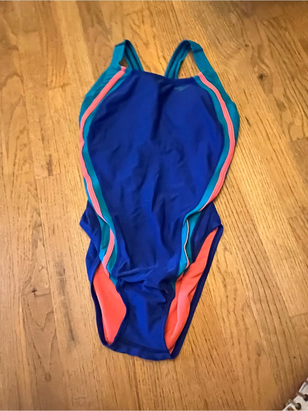 Speedo Blue One-Piece with Pink and Teal Accents